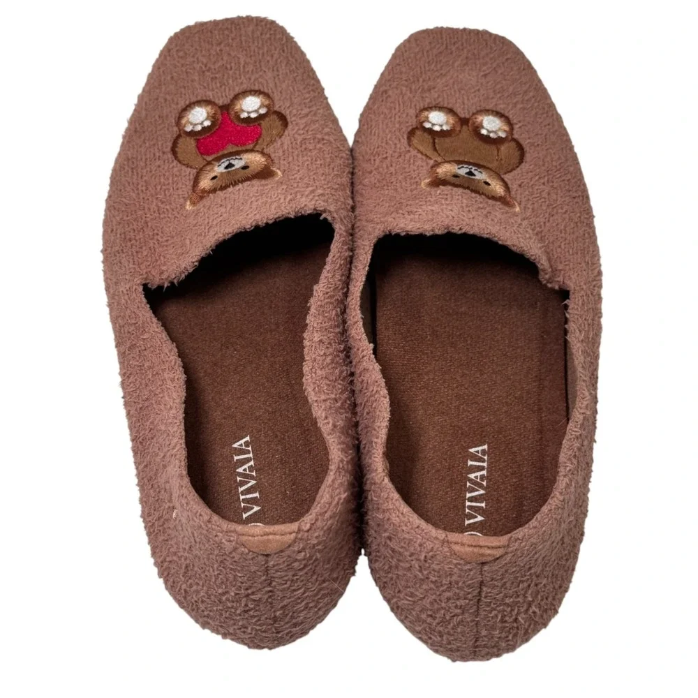 VIVAIA Samantha Terry Knit Loafers Nutmeg Teddy Bear Flats Women's 40/9.5‎
